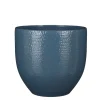 Cache-pot vernissé bleu, 10 x 11,5″