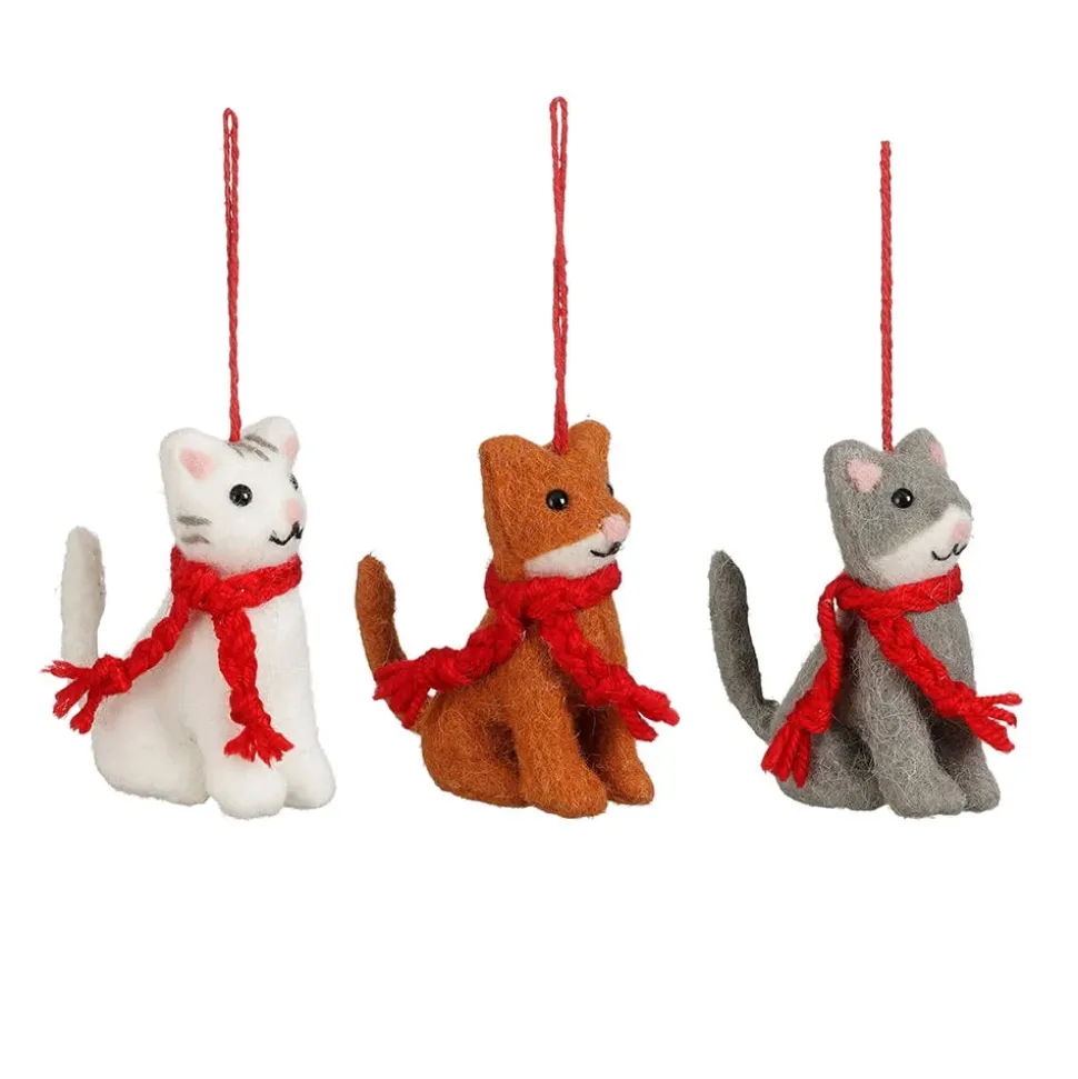 Cat with red scarf Christmas ornament, 1,5"