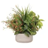 Centre de table extérieur avec fleurs orange et feuillage, 14 x 16″