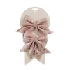 Christmas pink bows with silver sparkles, 5"
