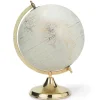 Cream earth globe on a gold stand, 12"