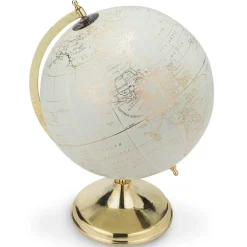 Cream earth globe on a gold stand, 12