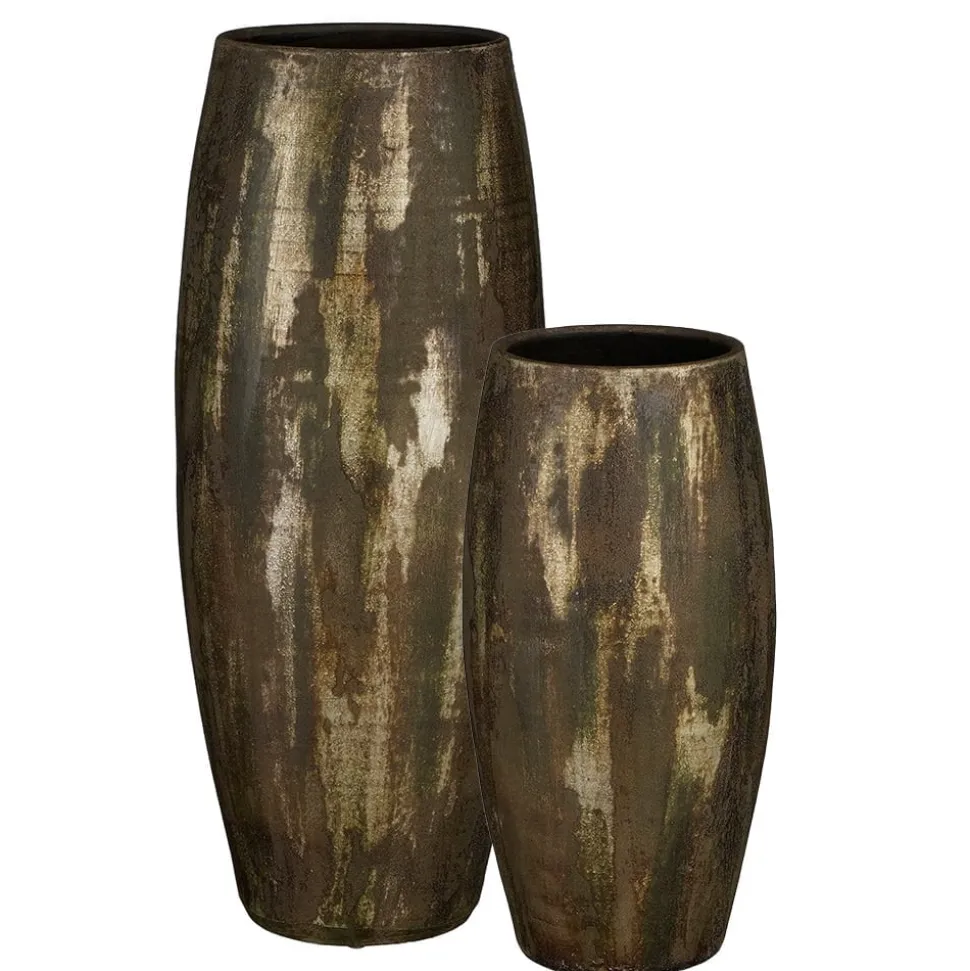 Dark green and gold terracotta decorative vase