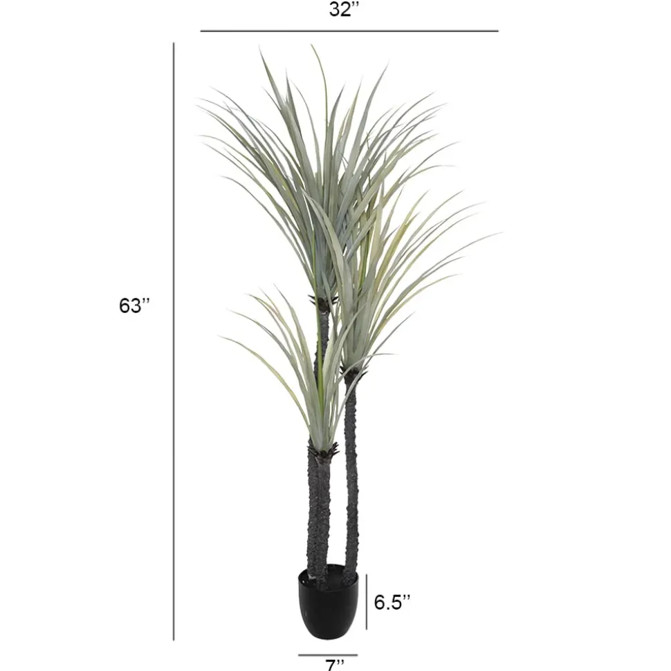 Dracaena artificiel, 3 troncs, 63″