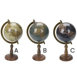 Earth globe on mango wood base, 11 x 6