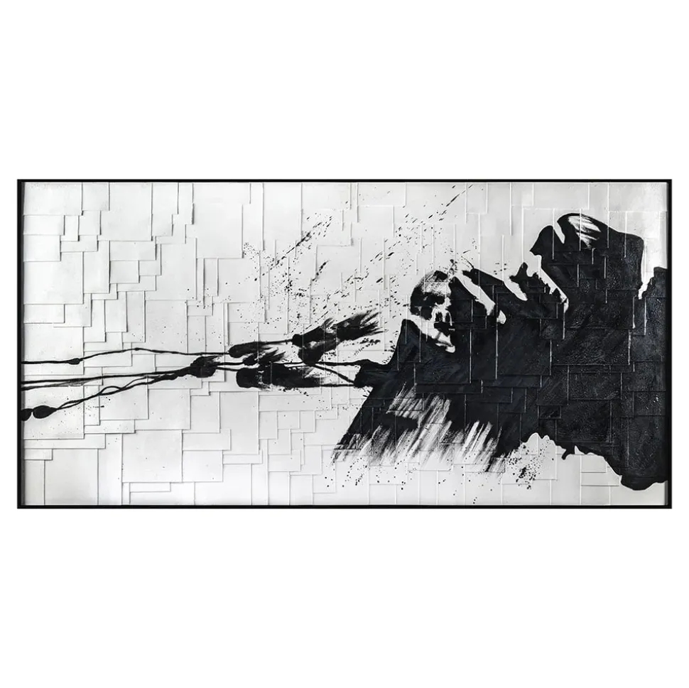 Eclectic black and white wall art, 63 x 32″