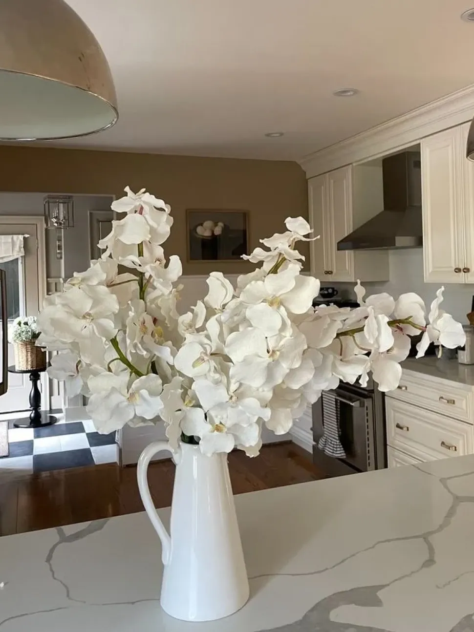 Fleur artificielle, orchidée vanda blanche, 32″