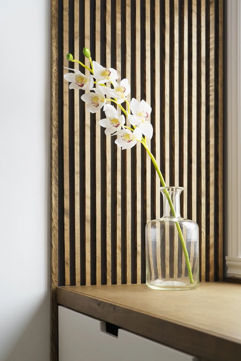 Fleur artificielle, orchidée cymbidium crème, 31,5″