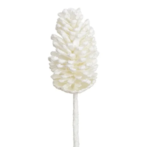Frosted pinecone branch, 28"