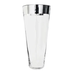Glass vase with a silver finish, 11 x 5"