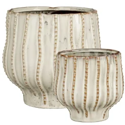 Glazed off-white ceramic decorative pot