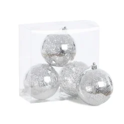 Glossy silver mercury  Christmas ornaments, 4"