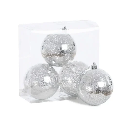 Glossy silver mercury  Christmas ornaments, 4"