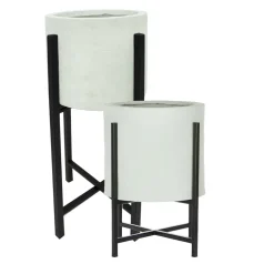 Grey cement standing planter