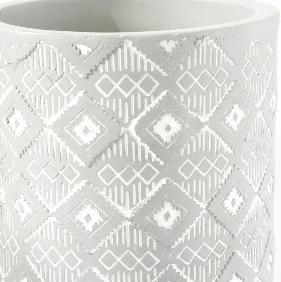 Grey patterned standing planter, 16 x 8,5"