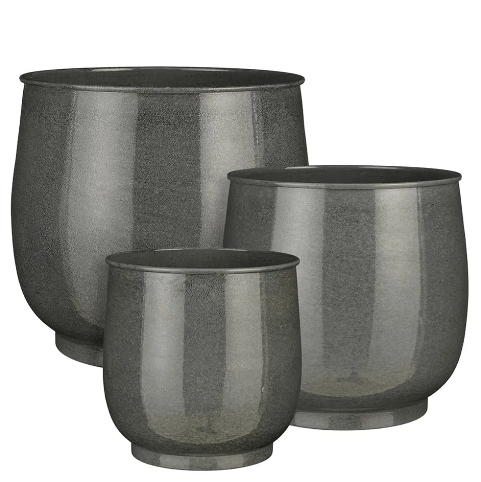 Grey round planter