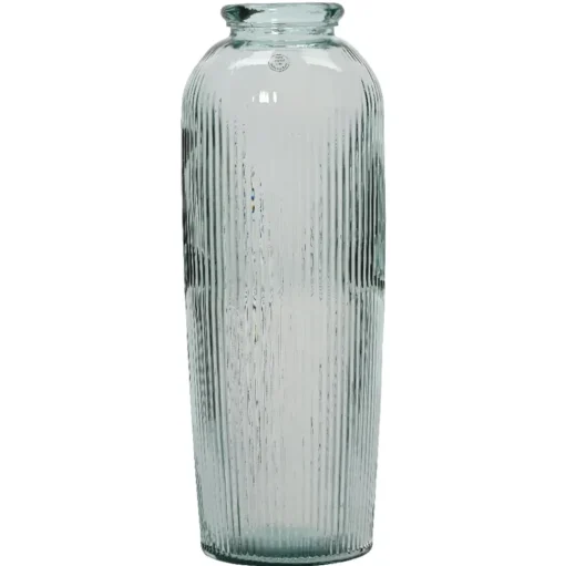 Grey striped recycled glass flower vase, 27,5 x 12"