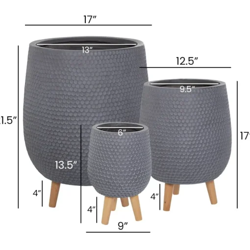 Grey textured wooden plant stand