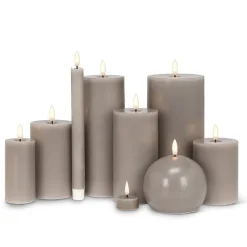 Grey wax LED candle, 6 x 3"