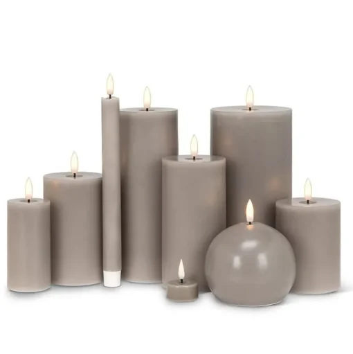 Grey wax LED candle, 6 x 3"