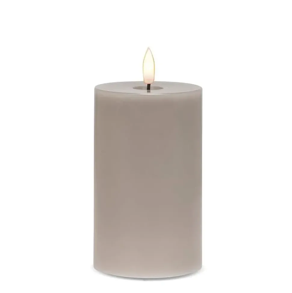 Grey wax LED candle, 5 x 3"