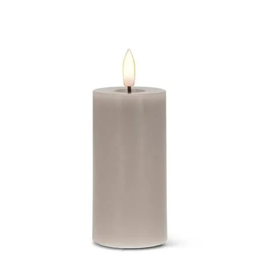 Grey wax LED candle, 4 x 2"