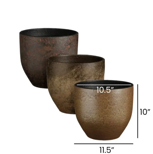 Handmade copper brown planter, 10 x 11,5"