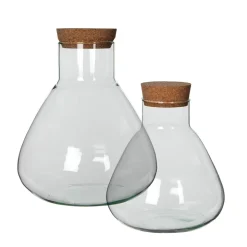 Handmade recycled glass jar with cork lid