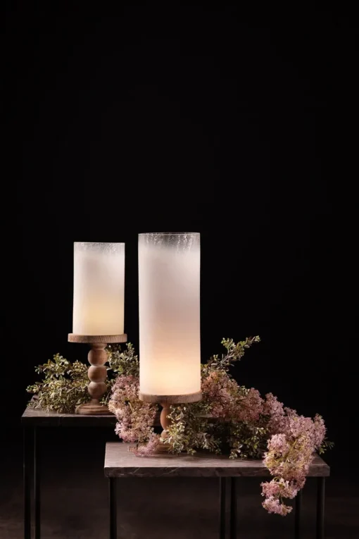 Hurricane crackled effect glass candle holder, 11,5 x 4,5"
