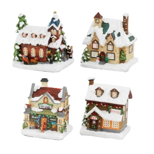 Illuminated LED building for Christmas village, 5 x 4"