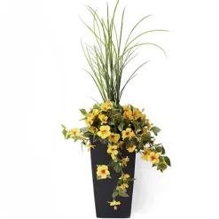 Jardinière extérieure d’hibiscus jaune artificiel, 50″