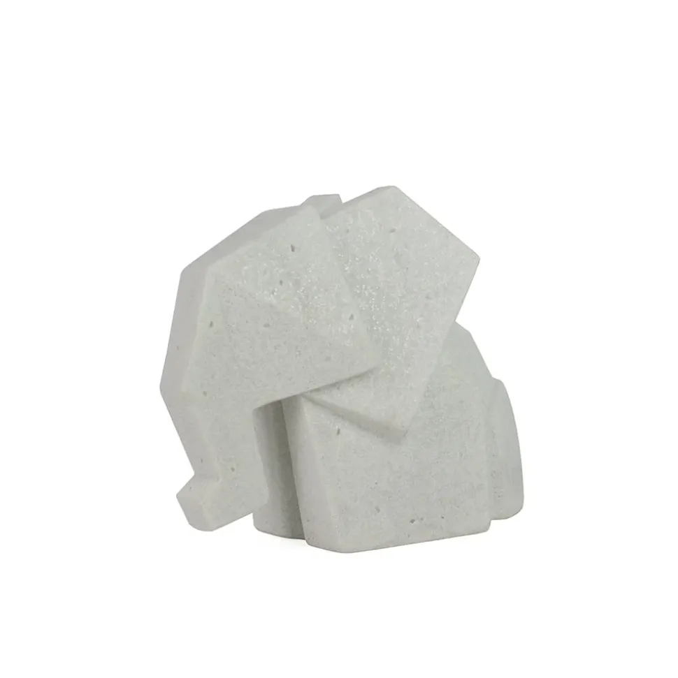 Éléphant en sable de quartz blanc, 6 x 8″