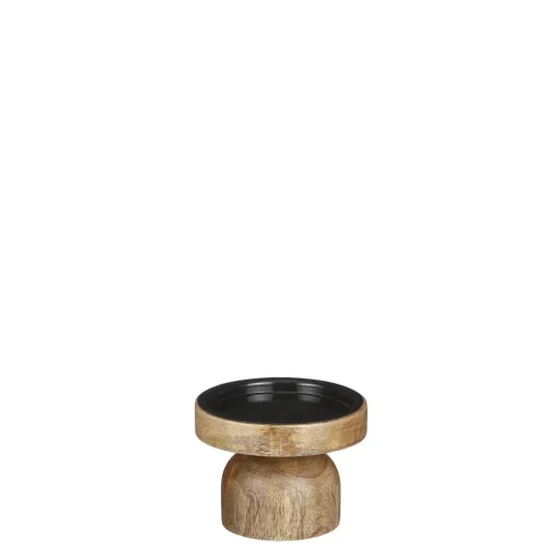 Mango wood candle holder, 3 x 4,5"