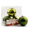 Matte and shiny green Christmas ornaments, 4″