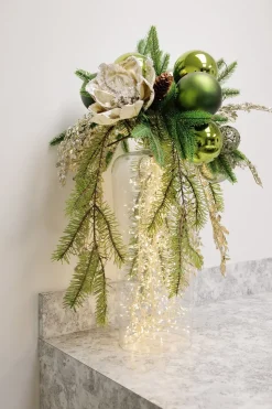 Matte and shiny green Christmas ornaments, 4″