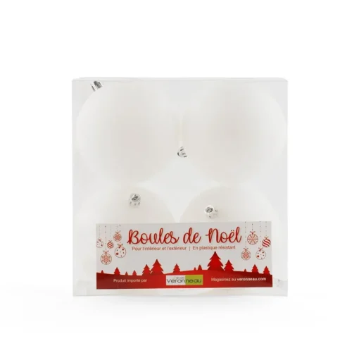 Matte white Christmas ornaments, 4″
