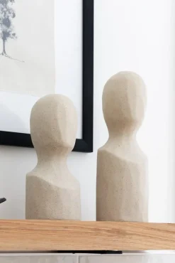 Minimalist beige head statuette, 8"