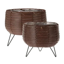 Natural brown rattan plant stand