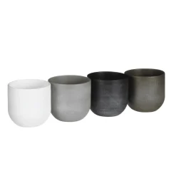 Neutral color striped finish pot, 5 x 5,5″