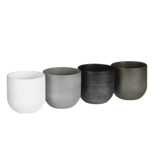 Neutral color striped finish pot, 5 x 5,5″