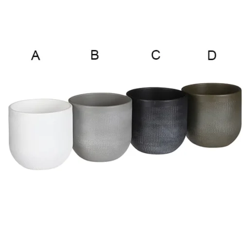 Neutral color striped finish pot, 5 x 5,5″