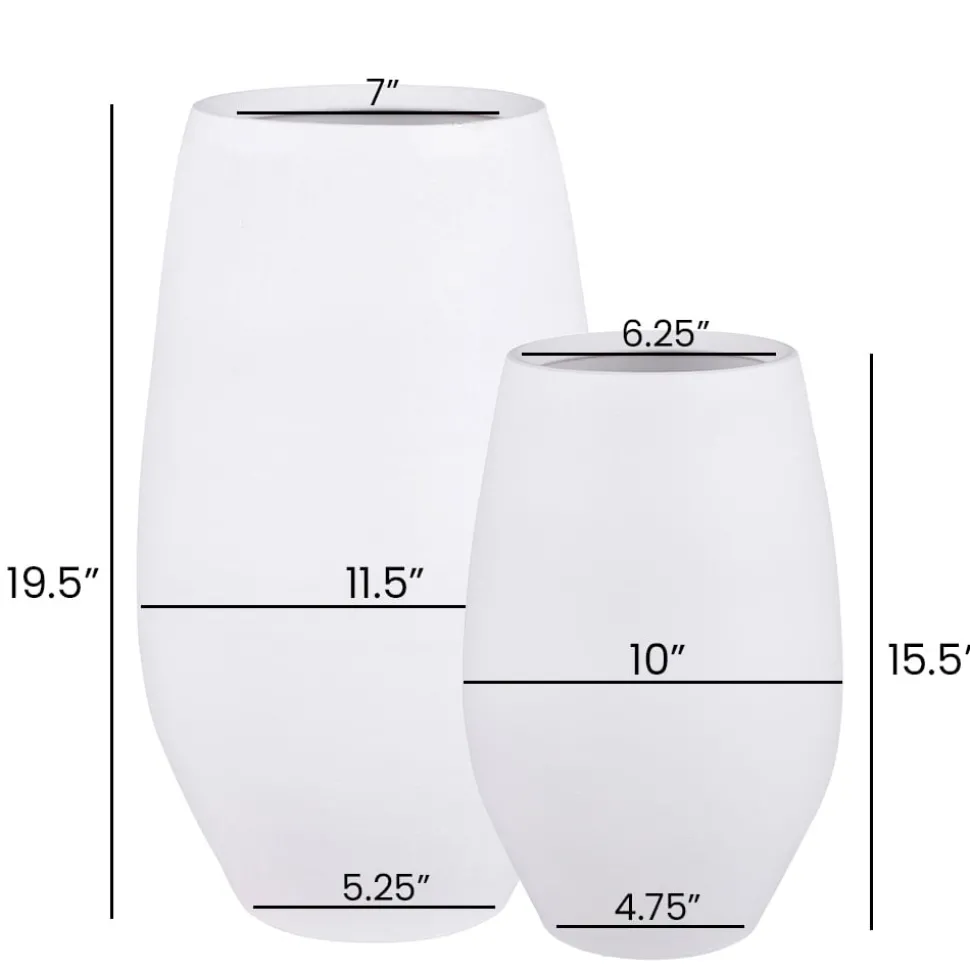 Oblong matte white decorative vase