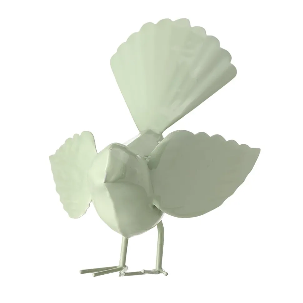 Oiseau décoratif en métal vert menthe, 6″