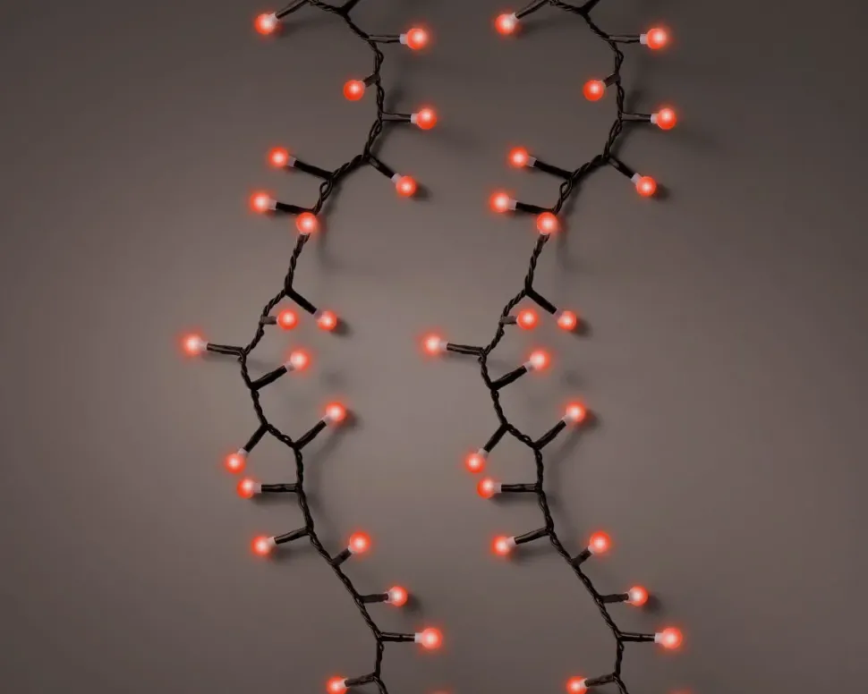 Outdoor 500 red twinkling LED string on black wire, 36′