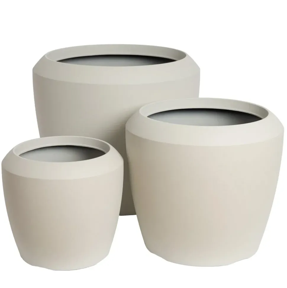 Outdoor chalk beige resin planter