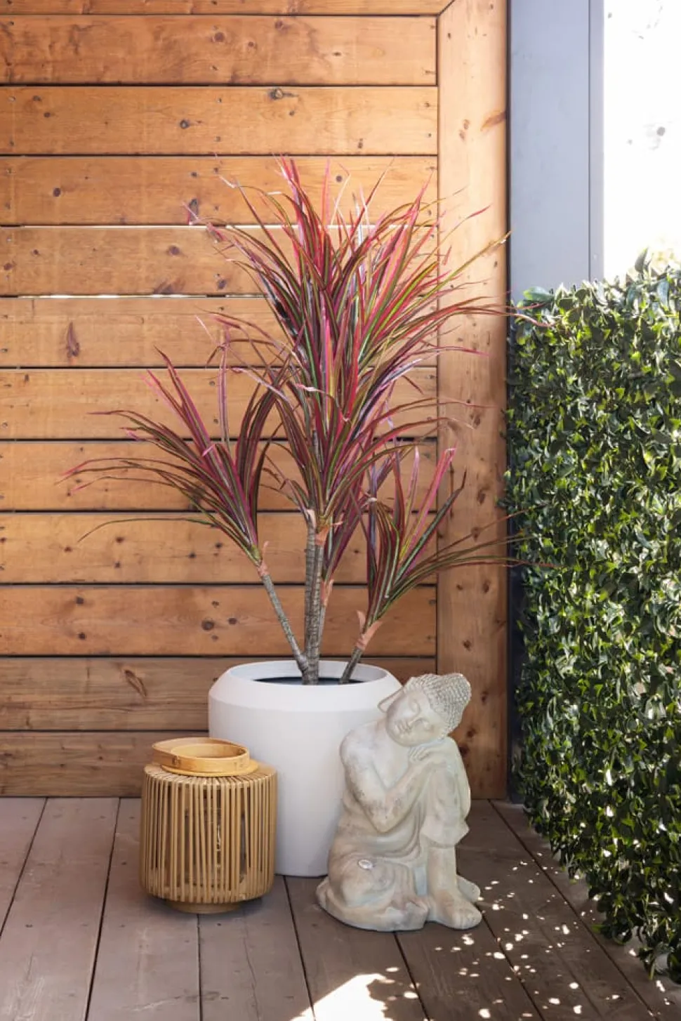 Outdoor chalk beige resin planter