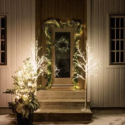Outdoor white LED birch, warm white, 60″