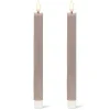 Pack of 2 grey LED wax taper candles, 9,5 x 1"