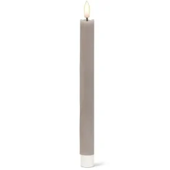 Pack of 2 grey LED wax taper candles, 9,5 x 1
