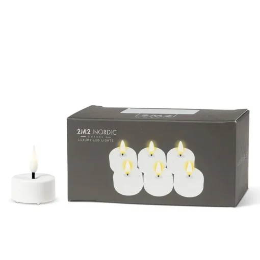 Pack of 6 white LED tealight candle, 1,5 x 1,5"